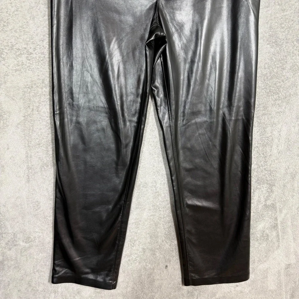 Joie Womens 10 Black Vegan Leather Pants High Rise Straight Leg Lined NWT